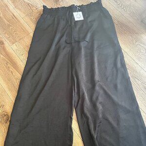 Lili Sidonio for Molly Bracken Black Wide-leg pull-on pants Large Lined/pockets